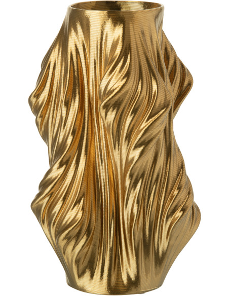 Grand Vase design Impression 3D Irrégulier Hauteur 40 cm en Porcelaine Doré Scultura - 1