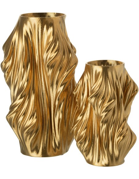 Grand Vase design Impression 3D Irrégulier Hauteur 40 cm en Porcelaine Doré Scultura - 3