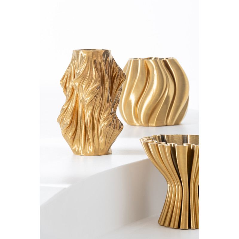 Grand Vase design Impression 3D Irrégulier Hauteur 40 cm en Porcelaine Doré Scultura - 4