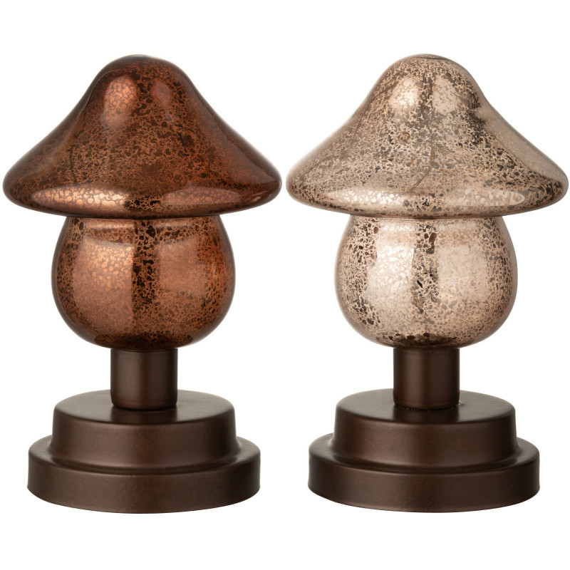 Petite Lampe à poser originale Led sur pied Hauteur 17 cm en Verre Marron Champagne Noctifungo (Lot de 2) - 1