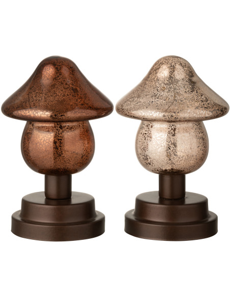 Petite Lampe à poser originale Led sur pied Hauteur 17 cm en Verre Marron Champagne Noctifungo (Lot de 2) - 1