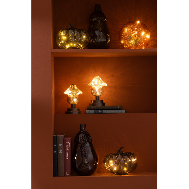 Petite Lampe à poser originale Led sur pied Hauteur 17 cm en Verre Marron Champagne Noctifungo (Lot de 2) - 2