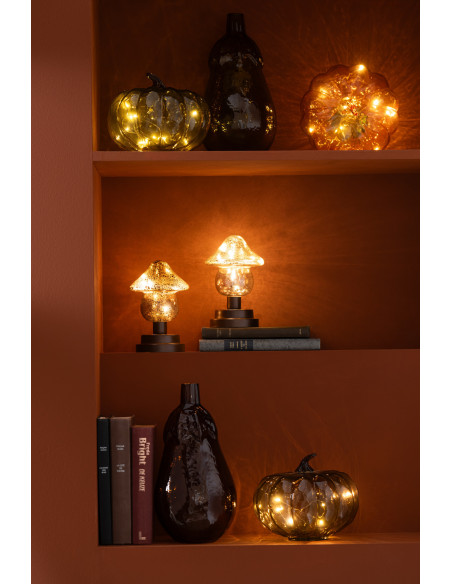 Petite Lampe à poser originale Led sur pied Hauteur 17 cm en Verre Marron Champagne Noctifungo (Lot de 2) - 2