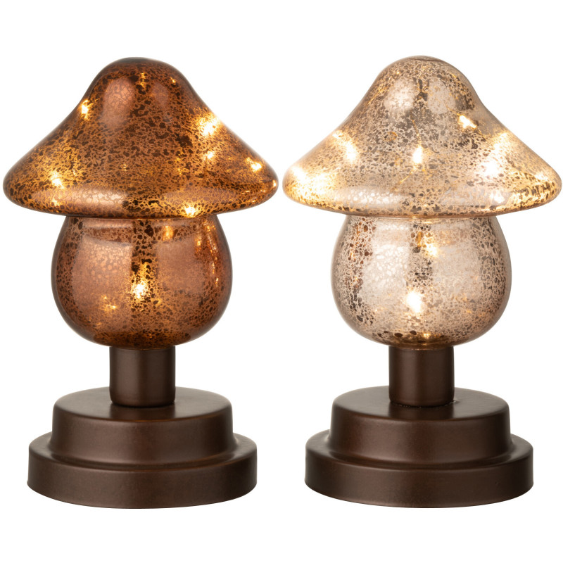 Petite Lampe à poser originale Led sur pied Hauteur 17 cm en Verre Marron Champagne Noctifungo (Lot de 2) - 3