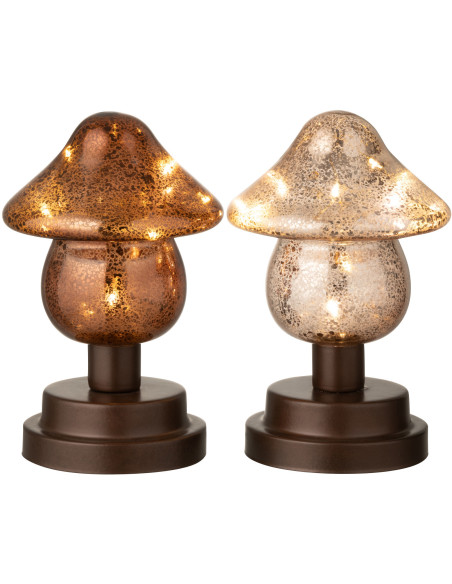 Petite Lampe à poser originale Led sur pied Hauteur 17 cm en Verre Marron Champagne Noctifungo (Lot de 2) - 3