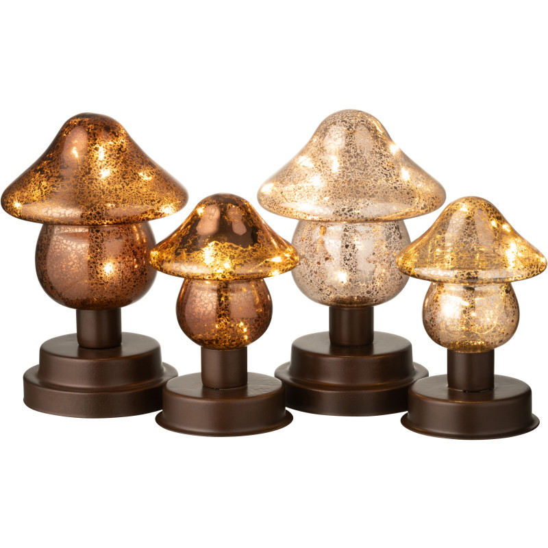 Petite Lampe à poser originale Led sur pied Hauteur 17 cm en Verre Marron Champagne Noctifungo (Lot de 2) - 7