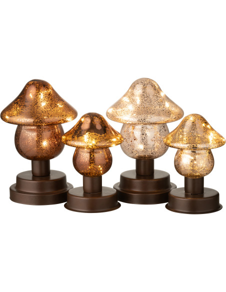 Petite Lampe à poser originale Led sur pied Hauteur 17 cm en Verre Marron Champagne Noctifungo (Lot de 2) - 7