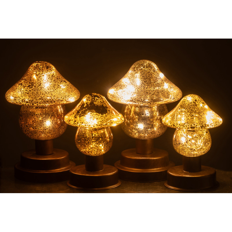 Petite Lampe à poser originale Led sur pied Hauteur 17 cm en Verre Marron Champagne Noctifungo (Lot de 2) - 8