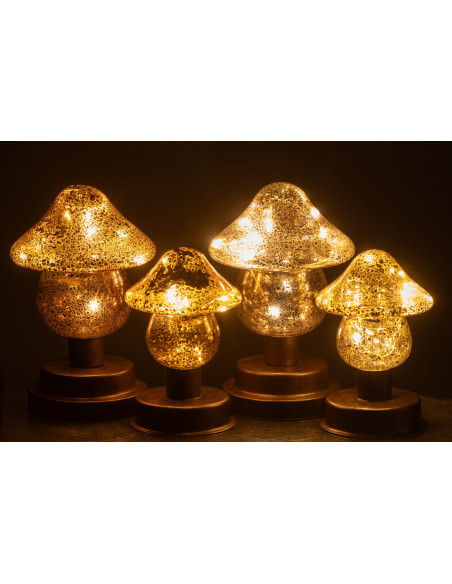 Petite Lampe à poser originale Led sur pied Hauteur 17 cm en Verre Marron Champagne Noctifungo (Lot de 2) - 8