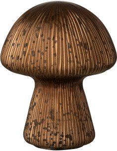 Petite Lampe à poser Led Champignon Hauteur 20 cm en Verre Marron Motif lignes Mistylu - 1