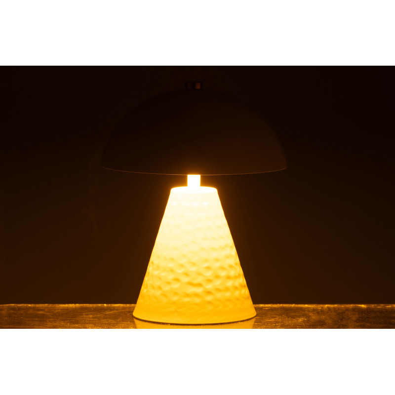 Lampe sans fil moderne Champignon Hauteur 18 cm en Métal Blanc Mushio - 3