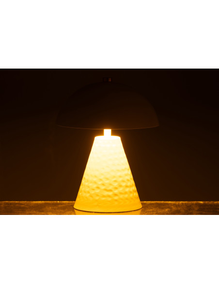 Lampe sans fil moderne Champignon Hauteur 18 cm en Métal Blanc Mushio - 3
