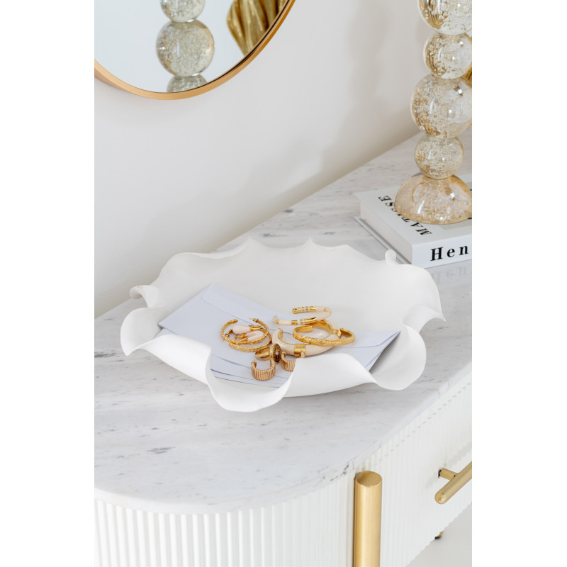 Grand Vide poches moderne Fleur Diamètre 37 cm en Céramique Blanc Helix - 2