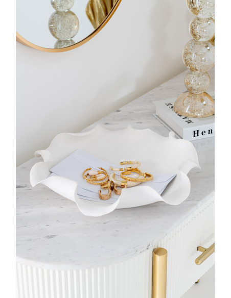 Grand Vide poches moderne Fleur Diamètre 37 cm en Céramique Blanc Helix - 2