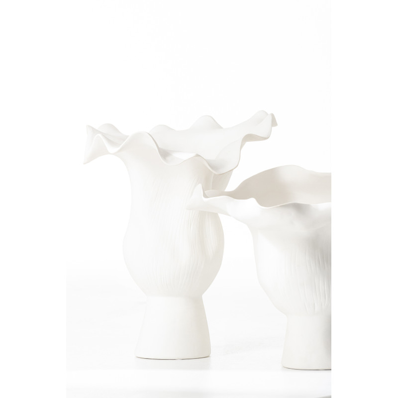 Grand Vase moderne Fleur Hauteur 43 cm en Céramique Blanc Helix - 2