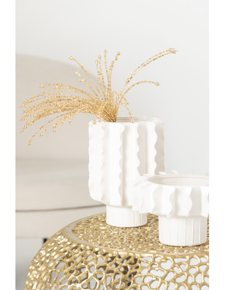 Vase moderne Fleur Hauteur 38 cm en Céramique Blanc Helix - 3