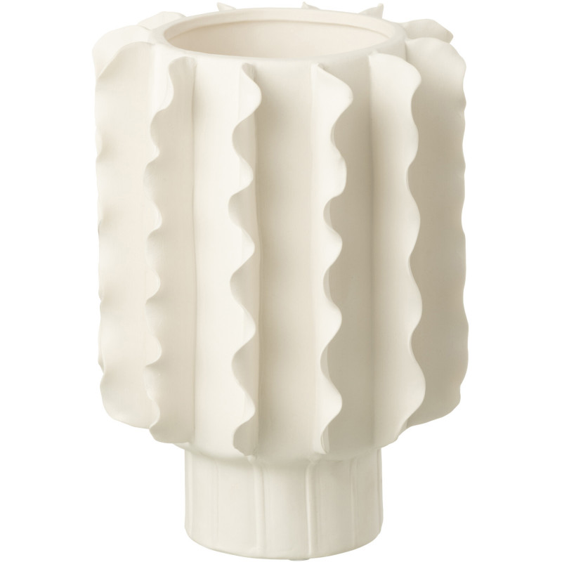 Vase moderne Rond Hauteur 14 cm en Céramique Blanc Helix - 1