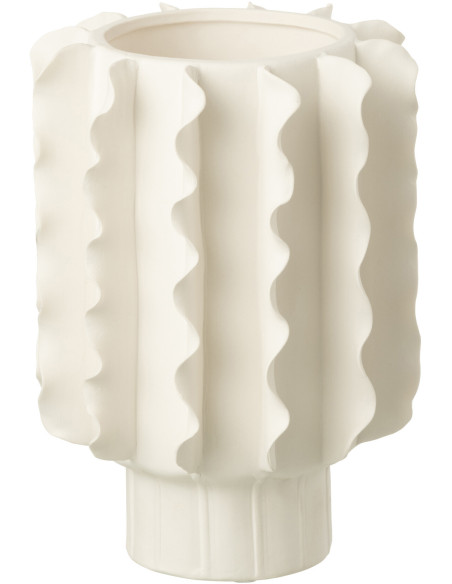 Vase moderne Rond Hauteur 14 cm en Céramique Blanc Helix - 1