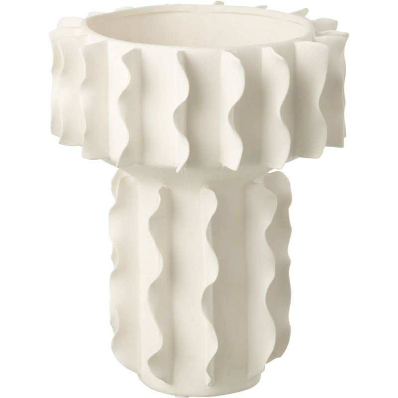 Vase moderne Rond Hauteur 26 cm en Céramique Blanc Helix - 1