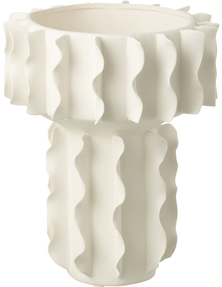 Vase moderne Rond Hauteur 26 cm en Céramique Blanc Helix - 1