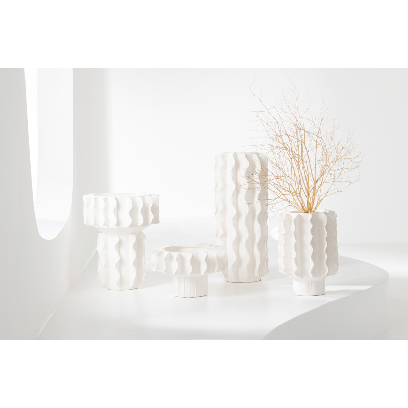 Vase moderne Rond Hauteur 29 cm en Céramique Blanc Helix - 2