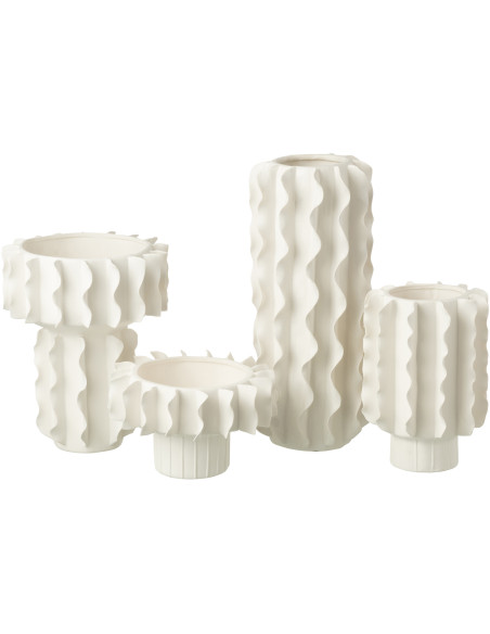 Vase moderne Rond Hauteur 29 cm en Céramique Blanc Helix - 3