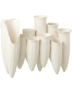 Grand Vase moderne Cylindre Hauteur 44 cm en Céramique Blanc Helix - 1