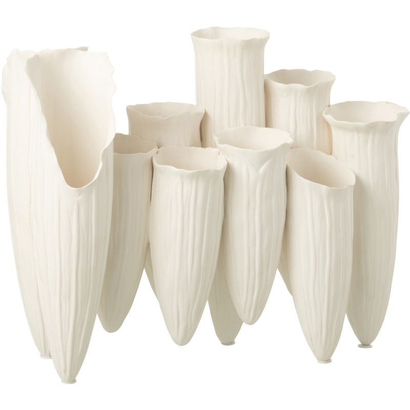 Grand Vase moderne Cylindre Hauteur 44 cm en Céramique Blanc Helix - 1