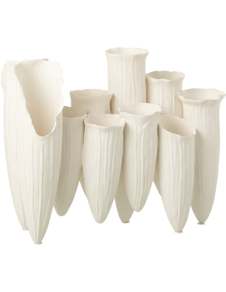 Grand Vase moderne Cylindre Hauteur 44 cm en Céramique Blanc Helix - 1