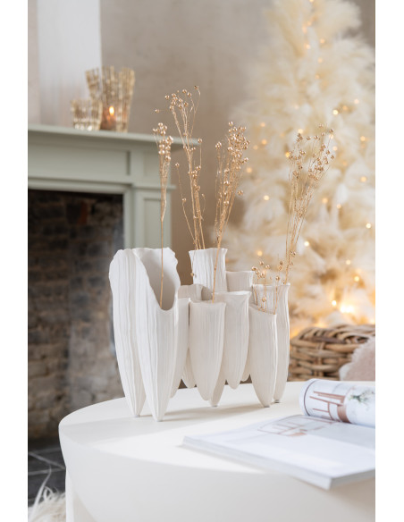 Grand Vase moderne Cylindre Hauteur 44 cm en Céramique Blanc Helix - 2