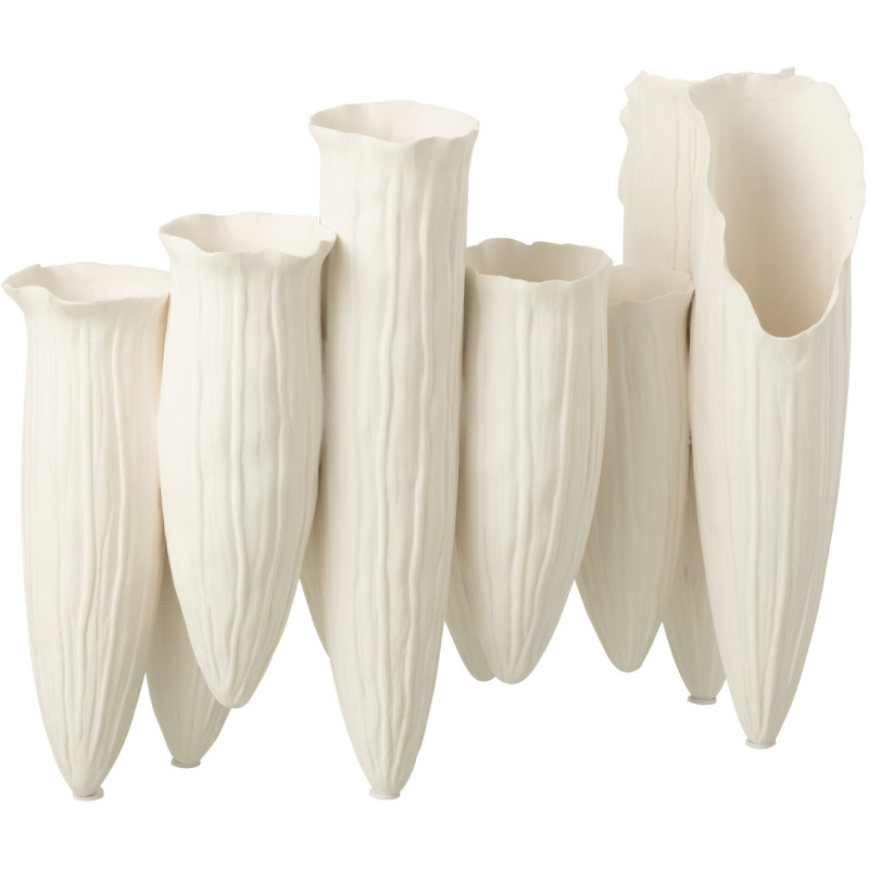 Grand Vase moderne Cylindre Hauteur 44 cm en Céramique Blanc Helix - 3