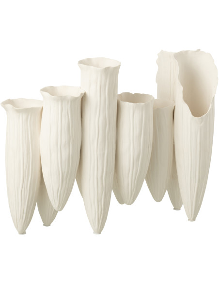 Grand Vase moderne Cylindre Hauteur 44 cm en Céramique Blanc Helix - 3