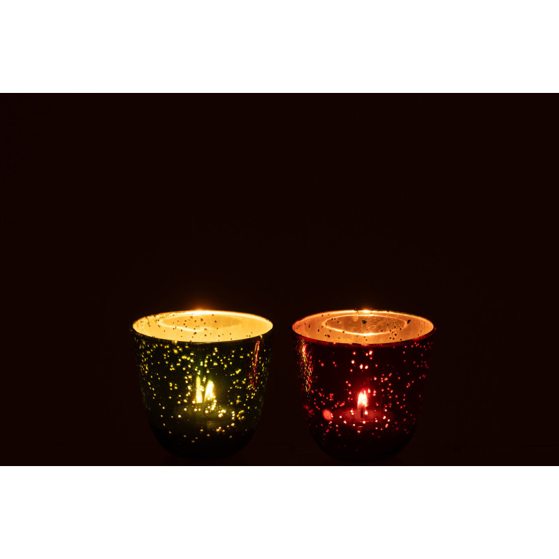 Petite Photophore moderne Rond Diamètre 9 cm en Verre Rouge Vert Christmy (Lot de 2) - 3