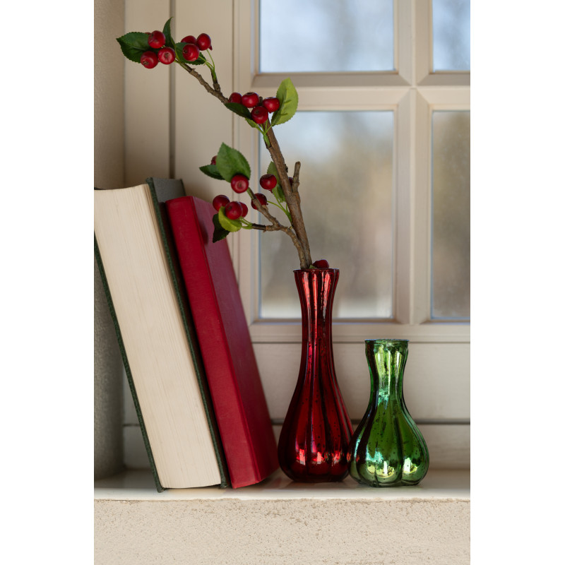 Vase moderne Soliflore Hauteur 17 cm en Verre Rouge Vert Christmy (Lot de 2) - 2
