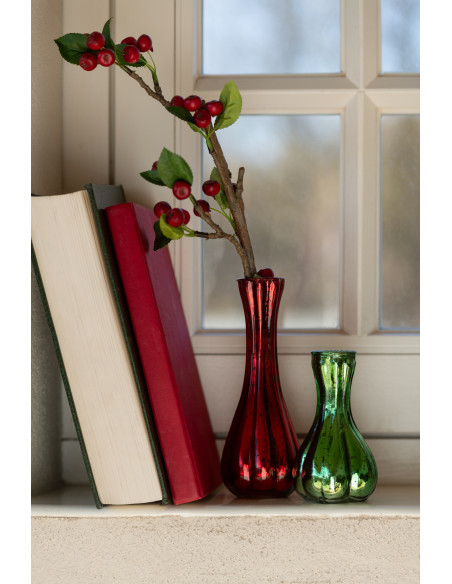 Vase moderne Soliflore Hauteur 17 cm en Verre Rouge Vert Christmy (Lot de 2) - 2