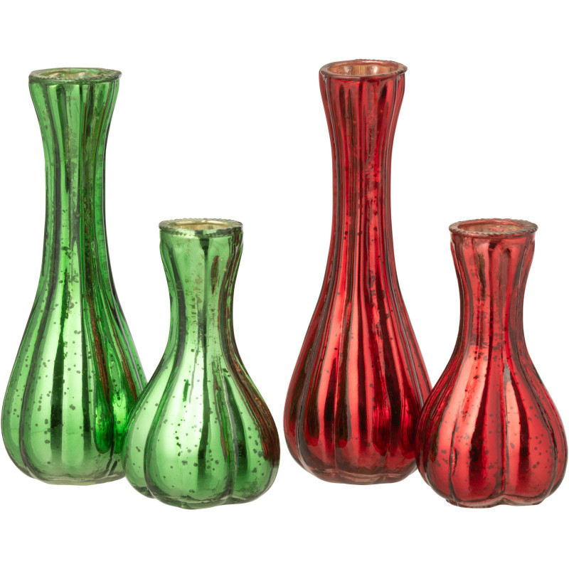 Vase moderne Soliflore Hauteur 17 cm en Verre Rouge Vert Christmy (Lot de 2) - 3