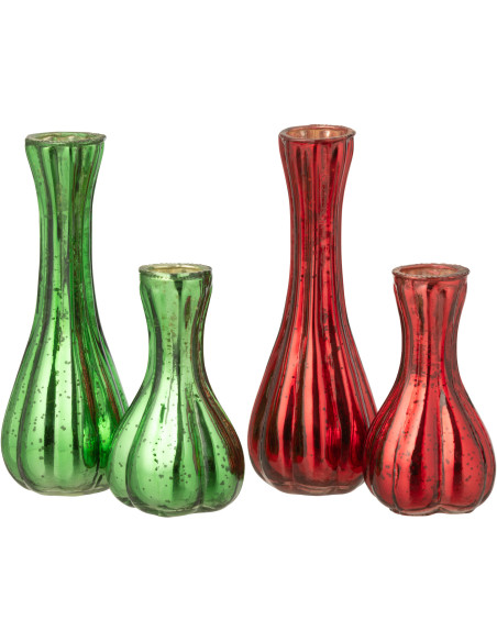 Vase moderne Soliflore Hauteur 17 cm en Verre Rouge Vert Christmy (Lot de 2) - 3