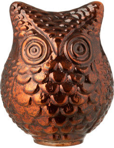 Statue déco Chouette Hauteur 25 cm en Verre Marron rouille Noktori - 1