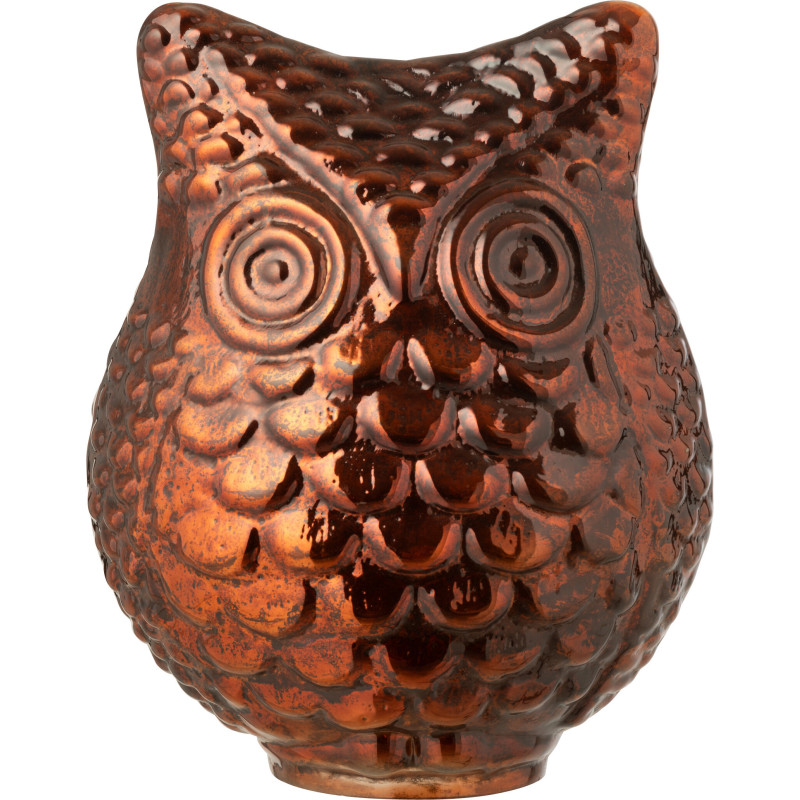 Statue déco Chouette Hauteur 25 cm en Verre Marron rouille Noktori - 1