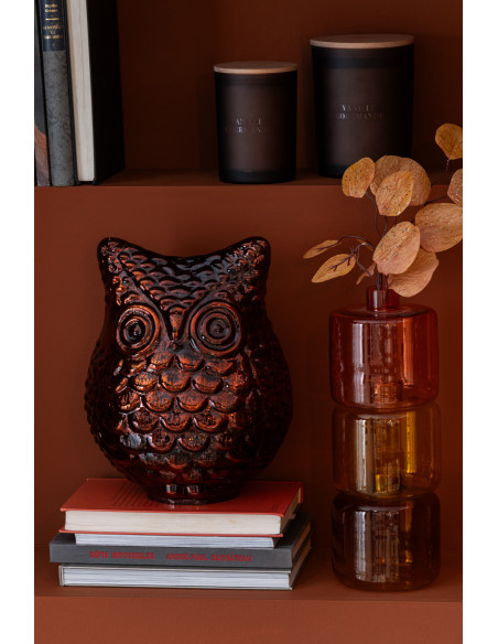 Statue déco Chouette Hauteur 25 cm en Verre Marron rouille Noktori - 2