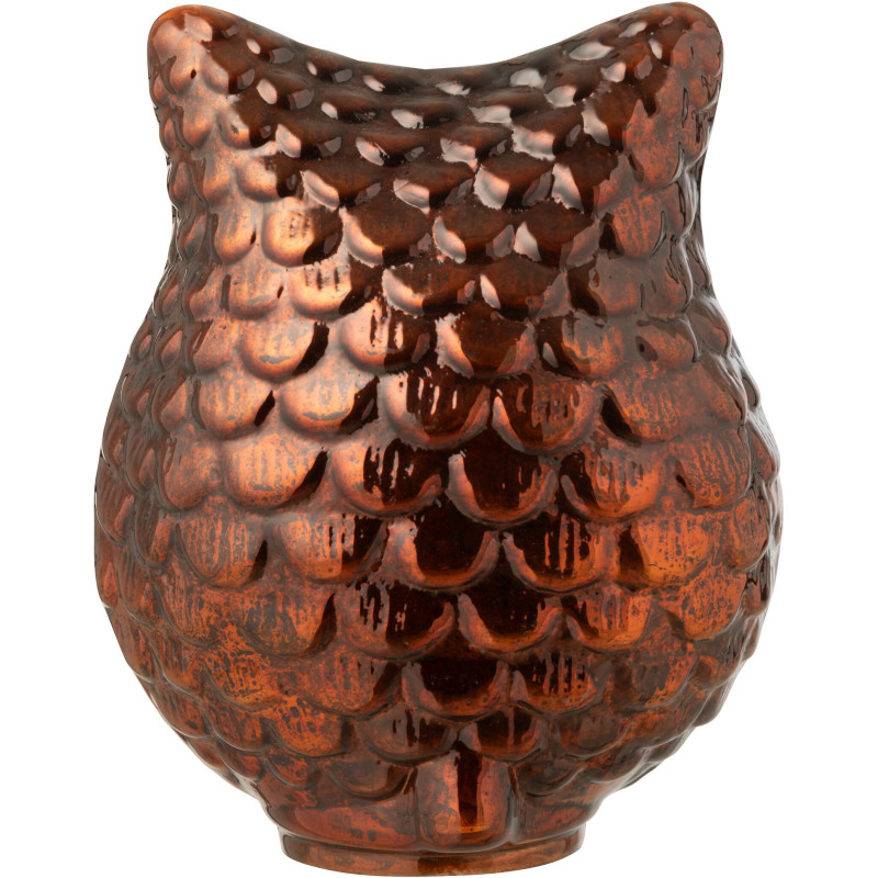 Statue déco Chouette Hauteur 25 cm en Verre Marron rouille Noktori - 3