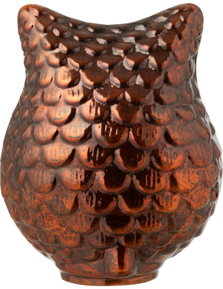 Statue déco Chouette Hauteur 25 cm en Verre Marron rouille Noktori - 3