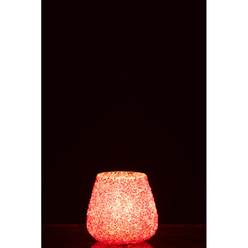 Petit Photophore bohème Diamètre 9 cm en Verre Orange foncé Avec perles Perlino - 3