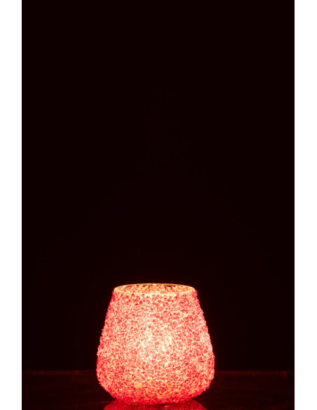 Petit Photophore bohème Diamètre 9 cm en Verre Orange foncé Avec perles Perlino - 3