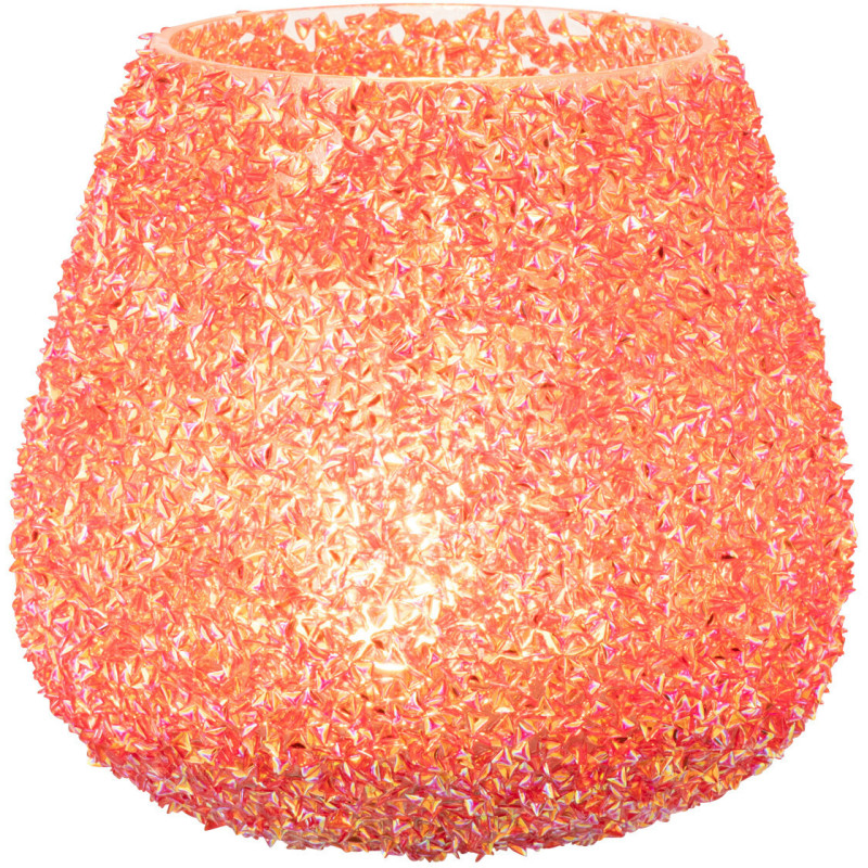 Photophore bohème Diamètre 11 cm en Verre Orange foncé Avec perles Perlino - 2