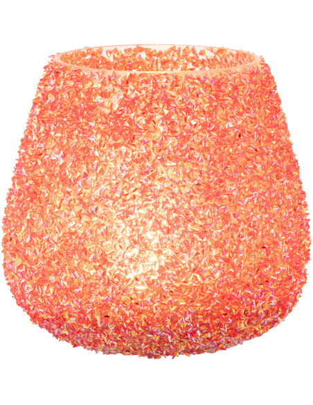 Photophore bohème Diamètre 11 cm en Verre Orange foncé Avec perles Perlino - 2