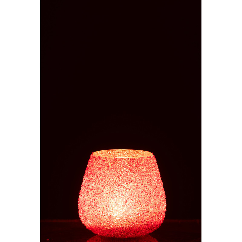 Photophore bohème Diamètre 11 cm en Verre Orange foncé Avec perles Perlino - 3