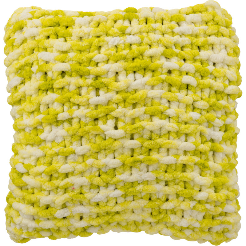 Coussin Tricot douceur Carré 50x50 en Tissu Vert Blanc Motif tricoté Knitty - 1
