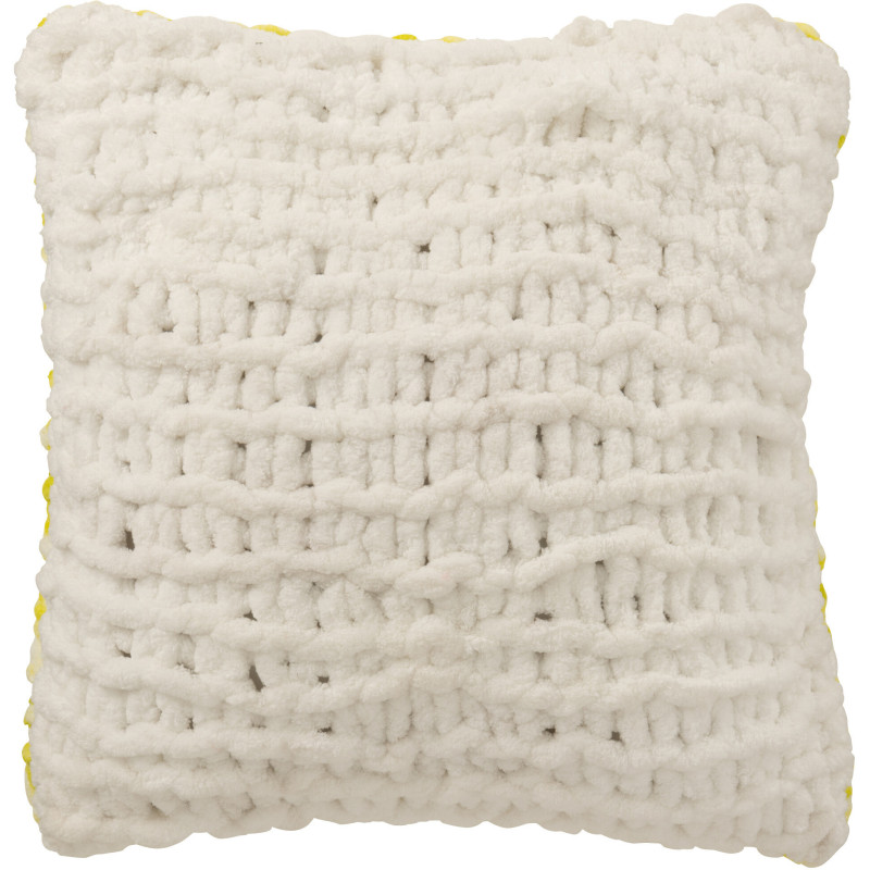 Coussin Tricot douceur Carré 50x50 en Tissu Vert Blanc Motif tricoté Knitty - 2