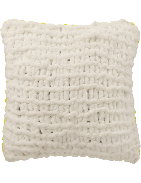 Coussin Tricot douceur Carré 50x50 en Tissu Vert Blanc Motif tricoté Knitty - 2